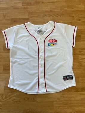 DuPont Motorsports Girls' White Baseball Jersey with Red Piping Sz XL